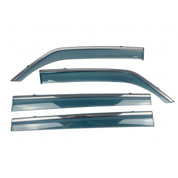 Дефлектори вікон Mitsubishi Pajero III 2000-2006 з нерж. хром полоскою-1